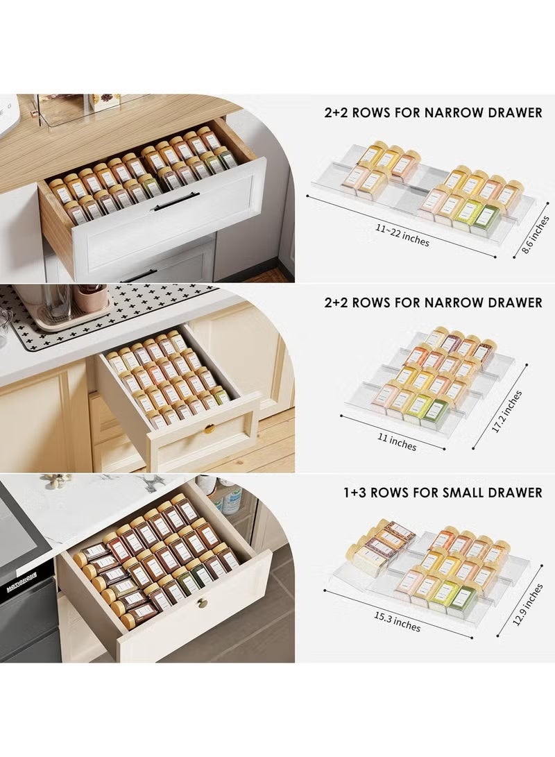 EMAAZZ LLC Jadehom 11 Clear Acrylic 4 Tier Spice Drawera Organizer Kitchen Drawer Rack Tray for Seasoning Jars, Cabinets & Countertops - Image 5